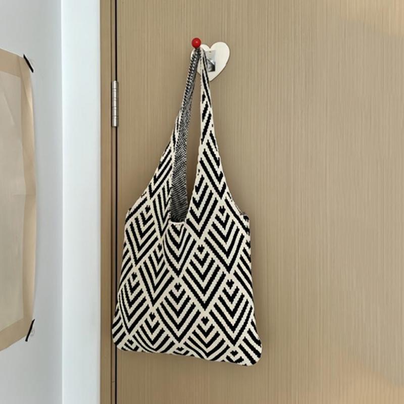 Модная геометрическая контрастная цветная вязаная сумка ручной работы женская минималистская сумка через плечо с узлом