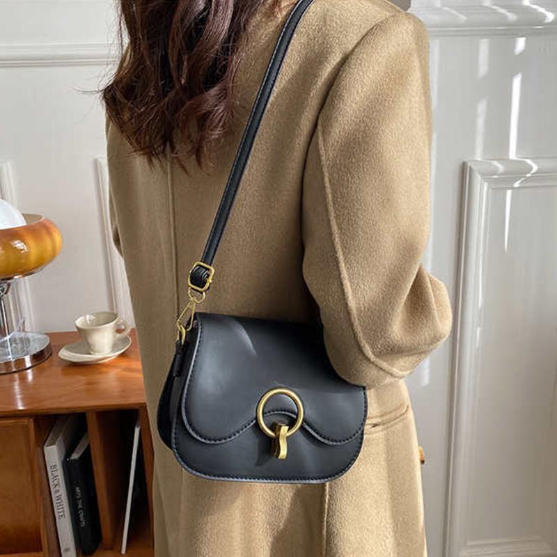 Винтажная маленькая сумка через плечо с клапаном из искусственной кожи, модная осенняя однотонная универсальная сумка через плечо