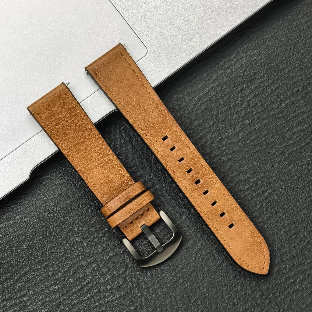 Кожаный ремешок 20мм 22мм для Samsung Galaxy Watch7 6 5 4 40/44мм 6/4 Classic сменный браслет для Huawei Watch 3 4Pro GT3 GT2