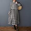 Women's Loose and Age Reducing Plaid Collar Mid Length Dress