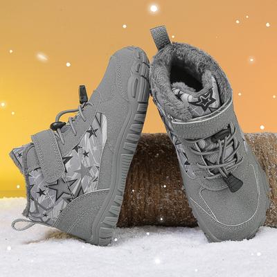 Новые нескользящие детские широкие теплые хлопковые ботинки для отдыха на открытом воздухе, мужские средние бархатные утолщенные водонепроницаемые зимние ботинки на липучках для женщин
