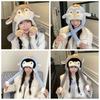Kawaii Fluffy Pullover Hat Windproof Warm Lei Feng Cap Sweet Penguin Ear Moving Hat  Girls