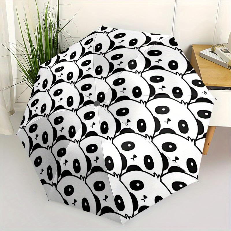 1pc Panda Pattern Automatic Open/close, All-Season Portable Folding Umbrella, Travel, Everyday, Formal Events - Compact Luxury Parasol, Outdoor Access