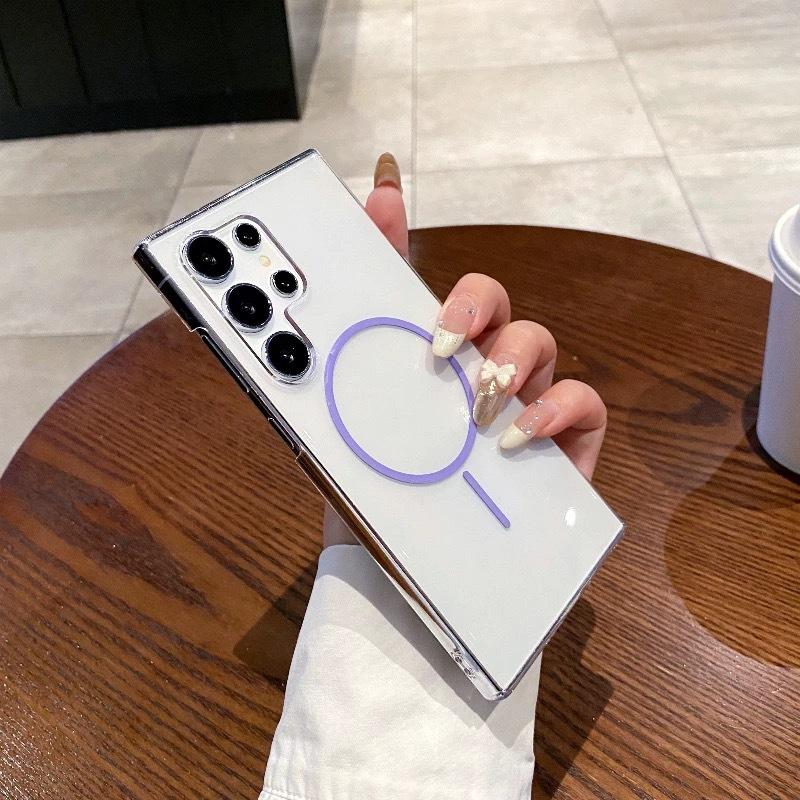 Подходит для Samsung S25 Ультратонкий Магнитный Чехол для Мобильного Телефона S24FE Макарон S23 Ультратонкий Прозрачный ПК Защитный Чехол