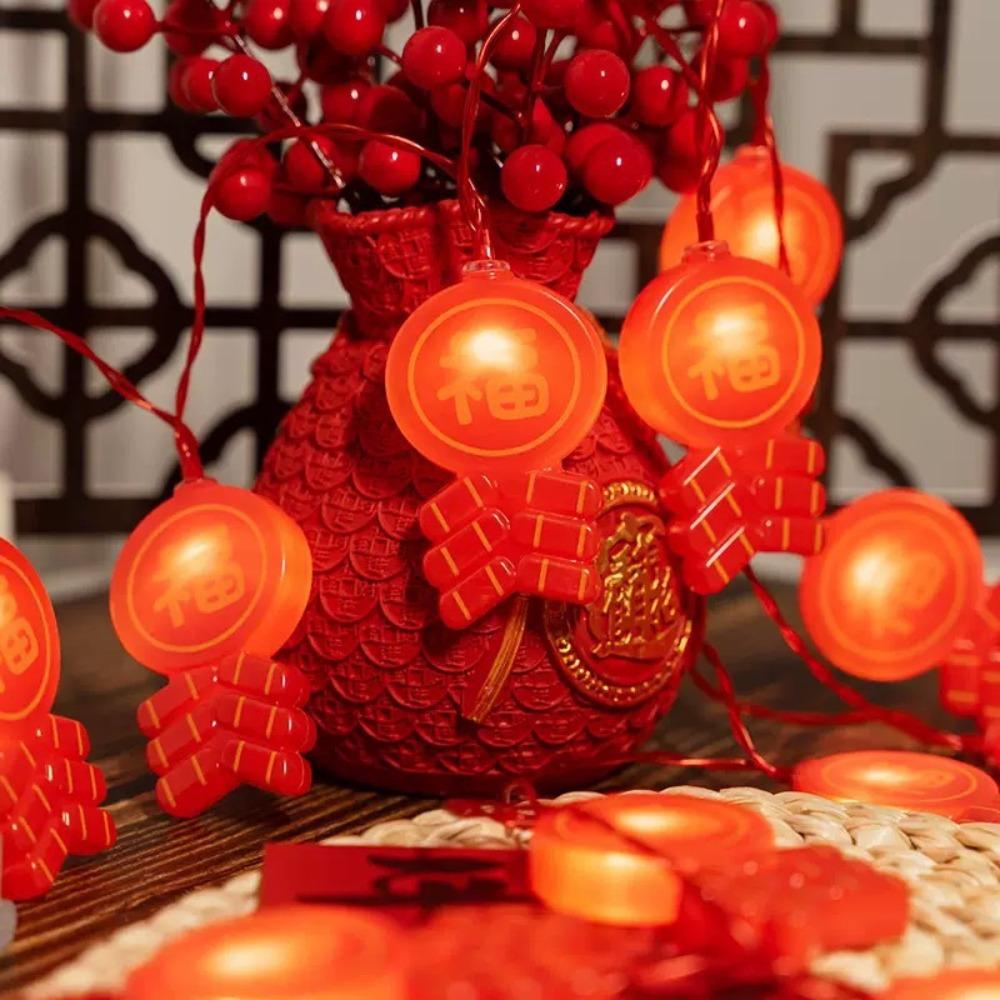 Chinese Style Spring Festival Lights Decor Wealth God Lantern String  Birthday Celebration