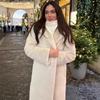 Шуба белая удлиненная экологичный мех зимний костюм воротник темперамент продвинутая норковая шуба женская