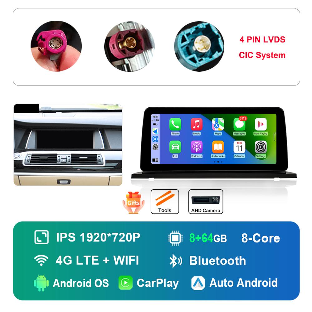 12,3-дюймовый HD сенсорный экран для BMW 5 серии F07 GT 2011 - 2017 система CIC NBT Android автомагнитола мультимедийный плеер DSP стерео GPS