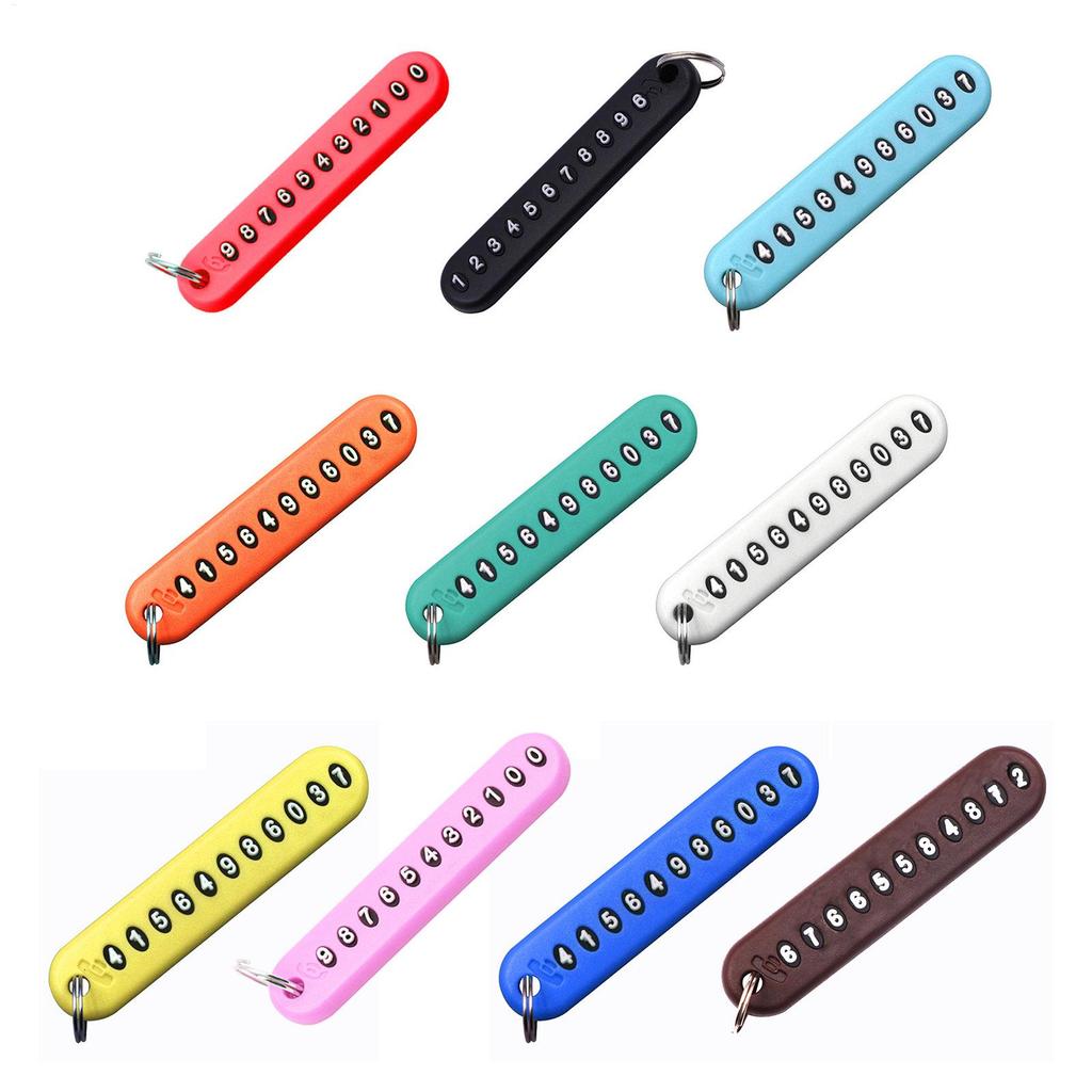 10 Colors Anti-Lost Phone Number Plate Car Keychain Pendant Auto Vehicle Card Keyring Key Chain for Men and Women