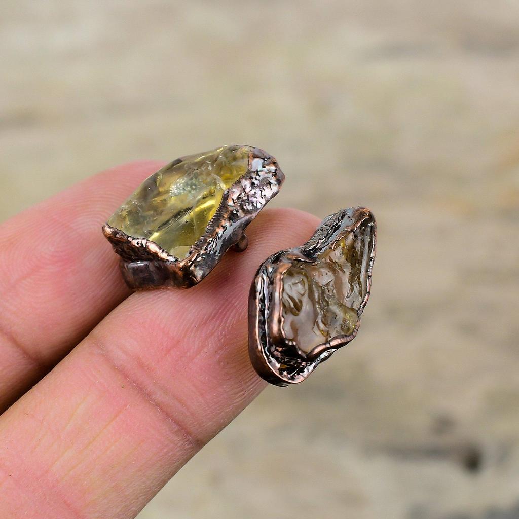 Грубое кольцо с цитрином, медное кольцо, кольцо ручной работы, медные украшения, регулируемое кольцо, кольцо с драгоценным камнем, подарок для женщин, ювелирные изделия, изготовленные методом гальванопластики