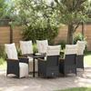 VidaXL Garden Dining Set 7 Pcs Black Poly Rattan, Garden and Patio Furniture Set, Mechanism 3379615