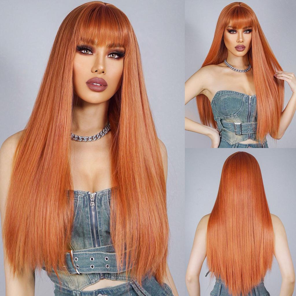 ALAN EATON Long Synthetic Fashion Wig for Women Blonde Platinum Hair Wigs Heat Resistant Fiber Wigs Full Hair Wigs