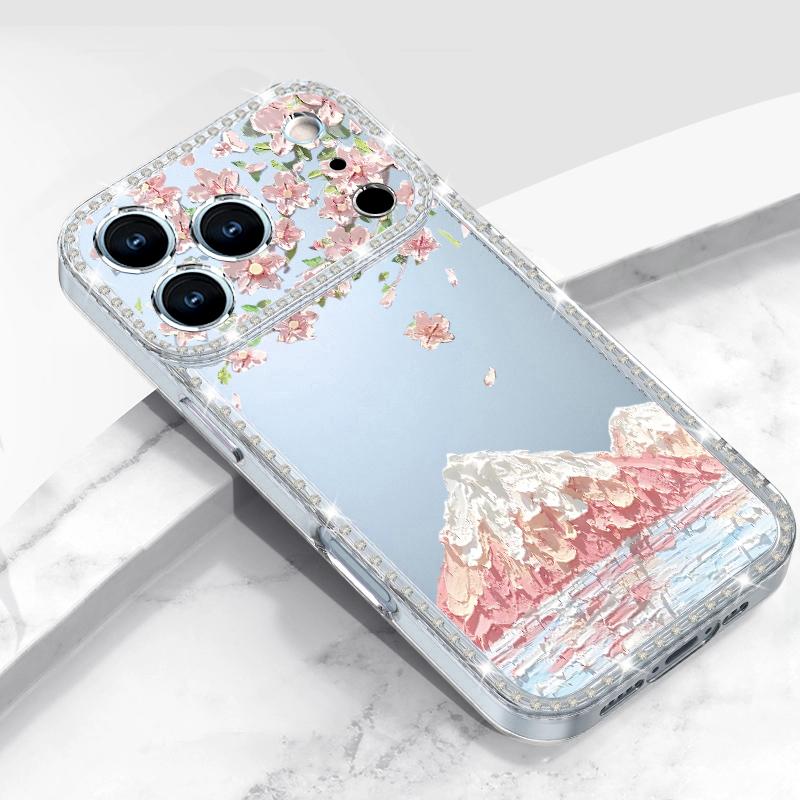 Яркий Цветочный Узор Алмазный Чехол Для iPhone 17 Pro Max Funda iPhone 16 15 14 13 Pro Max Прозрачный Мягкий Силиконовый Чехол из ТПУ