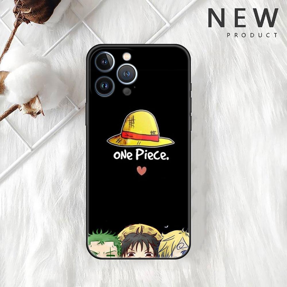 Case For Apple iPhone 11 13 14 12 Pro 7 Plus XR X XS Max 6 6S 13Pro Max Black Silicone Phone Funda Anime One- Piece