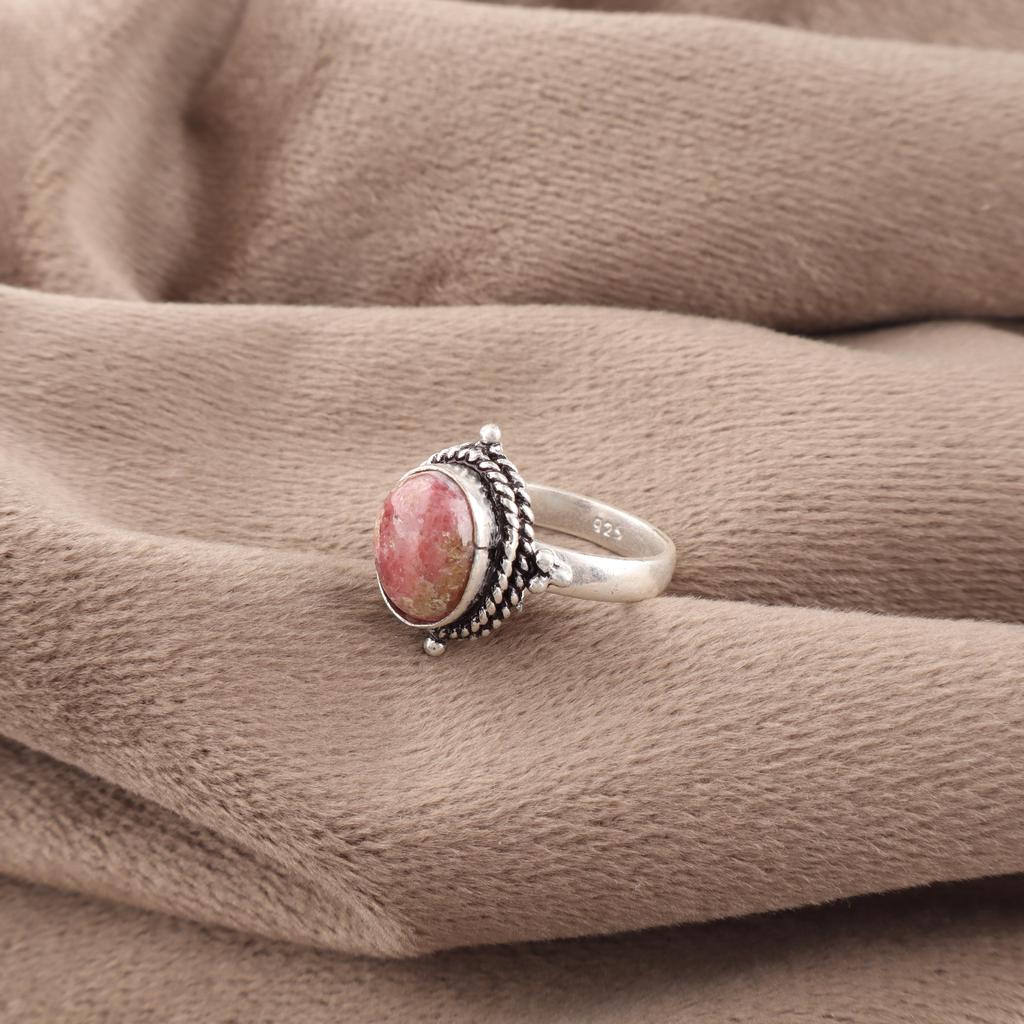 Black Rhodonite Gemstone Jewelry, 925 Solid Sterling Silver Ring, Handmade Gorgeous Silver Boho Ring For Wedding Gift