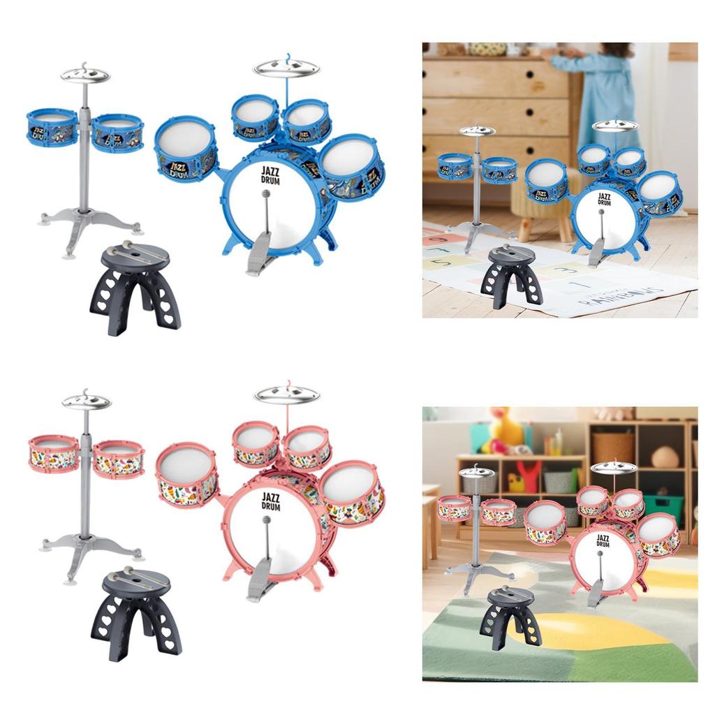 Battery Set for Children, Percussion Set, Musical Toy with 2 Cymbals, Celebration, Show on