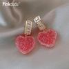 Fashion Candy Color Love Stud Earrings Cute Romantic Rhinestone Heart 4 Color Earring for Women Jewelry PD1375