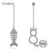 Серьги Lindon с цирконием, в форме кошки, рыбы, ювелирные изделия, серьги-капли для женщин, подарки для свадебной вечеринки
