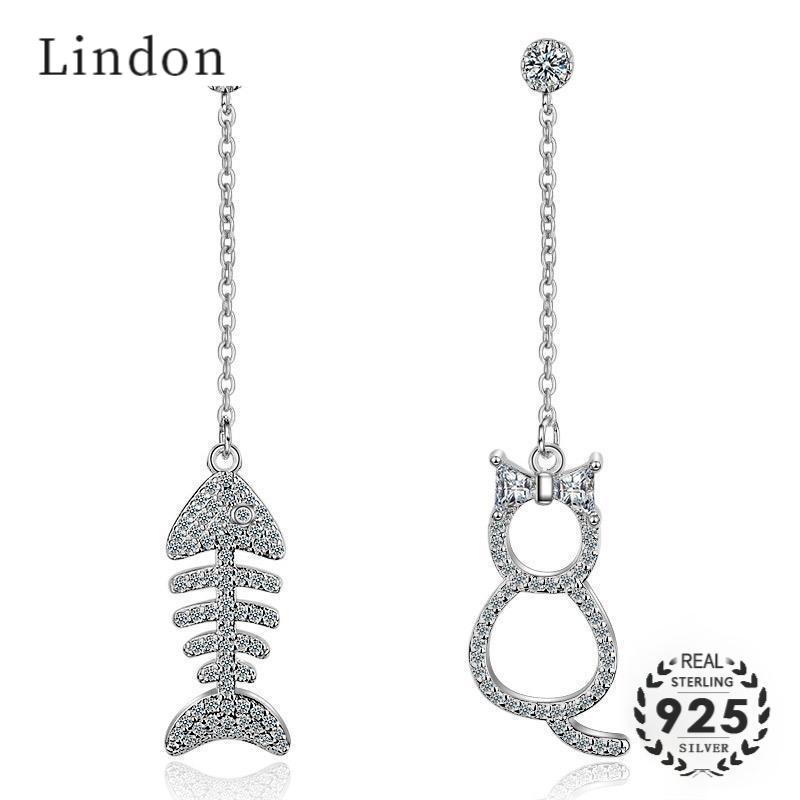 Серьги Lindon с цирконием, в форме кошки, рыбы, ювелирные изделия, серьги-капли для женщин, подарки для свадебной вечеринки
