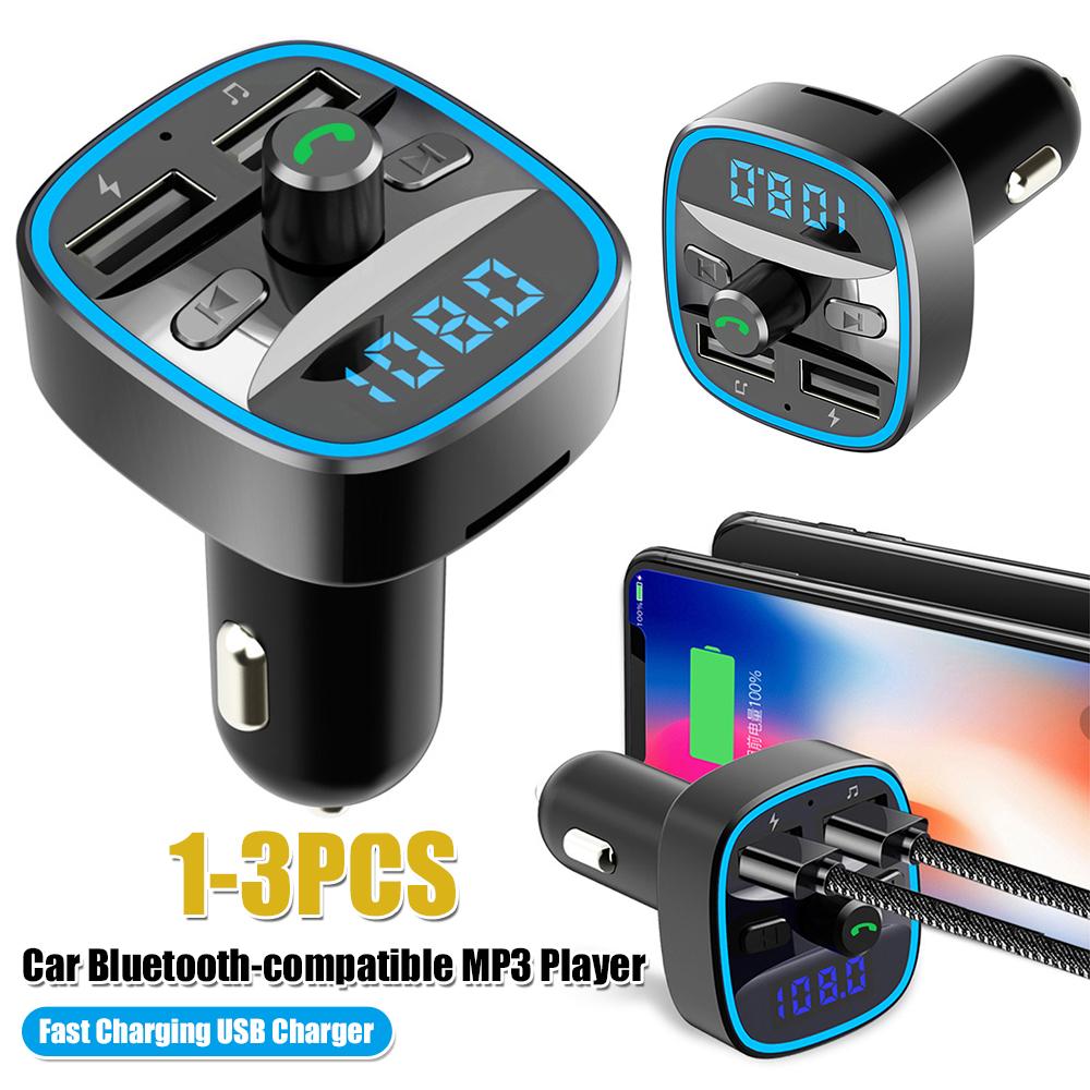 Автомобильный Bluetooth-совместимый 5.0 FM-модулятор-передатчик, умная голосовая навигация, MP3-плеер, быстрая зарядка, двойной USB-зарядник
