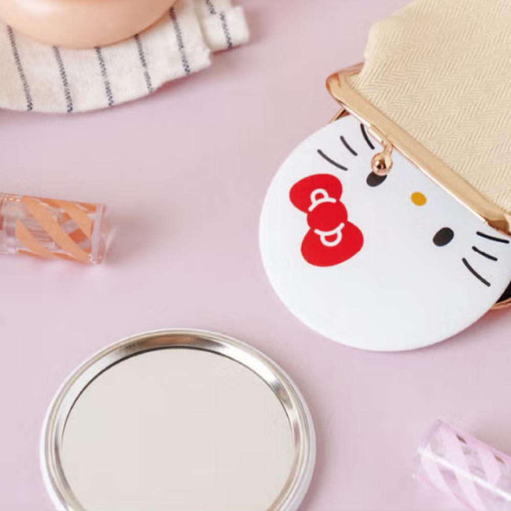 Круглое ручное зеркало Hello Kitty, белое