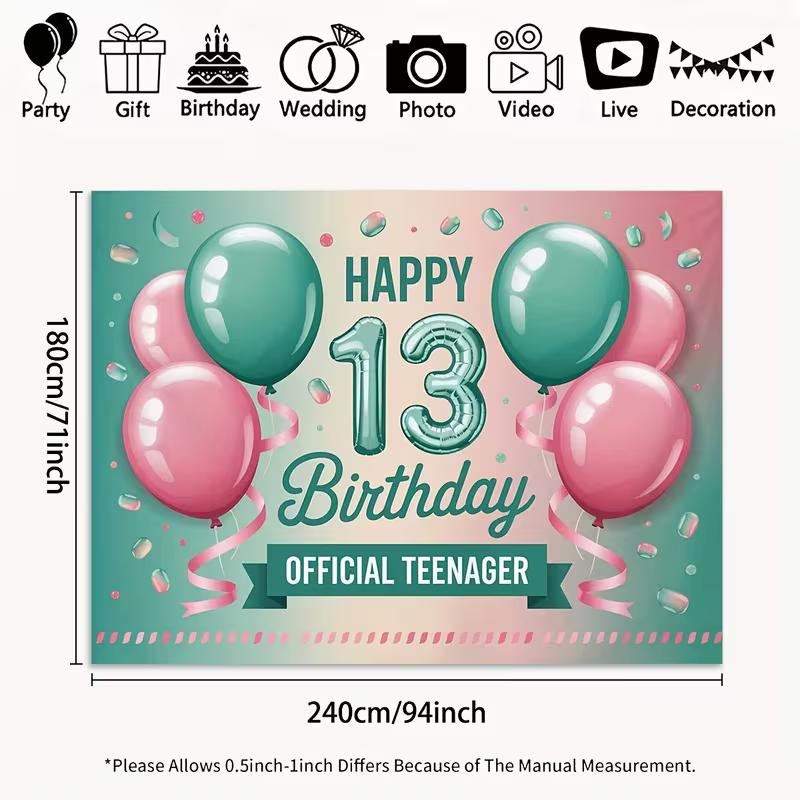 2D Pastel Gradient Backdrop for Girls' 13th Birthday, Modern & Trendy Parties