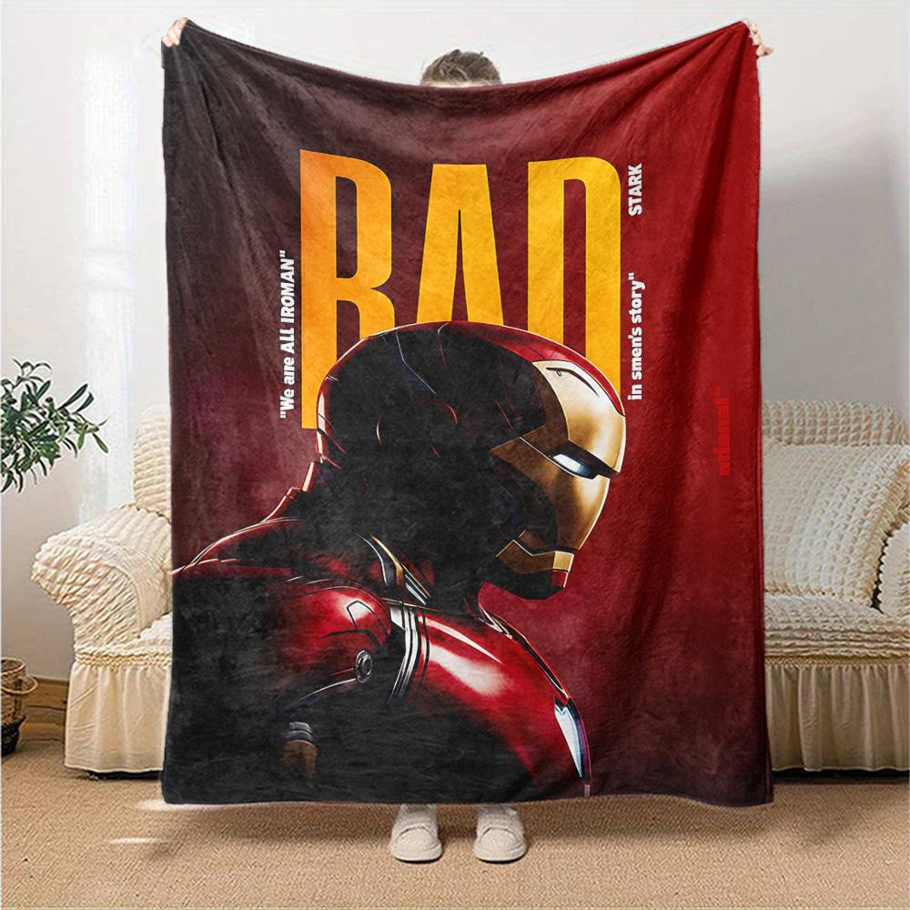 Iron Man Bad Core Flannel Blanket Super Soft Warm Cozy Blanket For Sofa Bed Office Travel Allseason Home Decor Gift