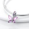 925 Silver Purple Butterfly Heart Pendant Charm Beads Fine Jewelry For Women DIY Gift Fit Bracelet