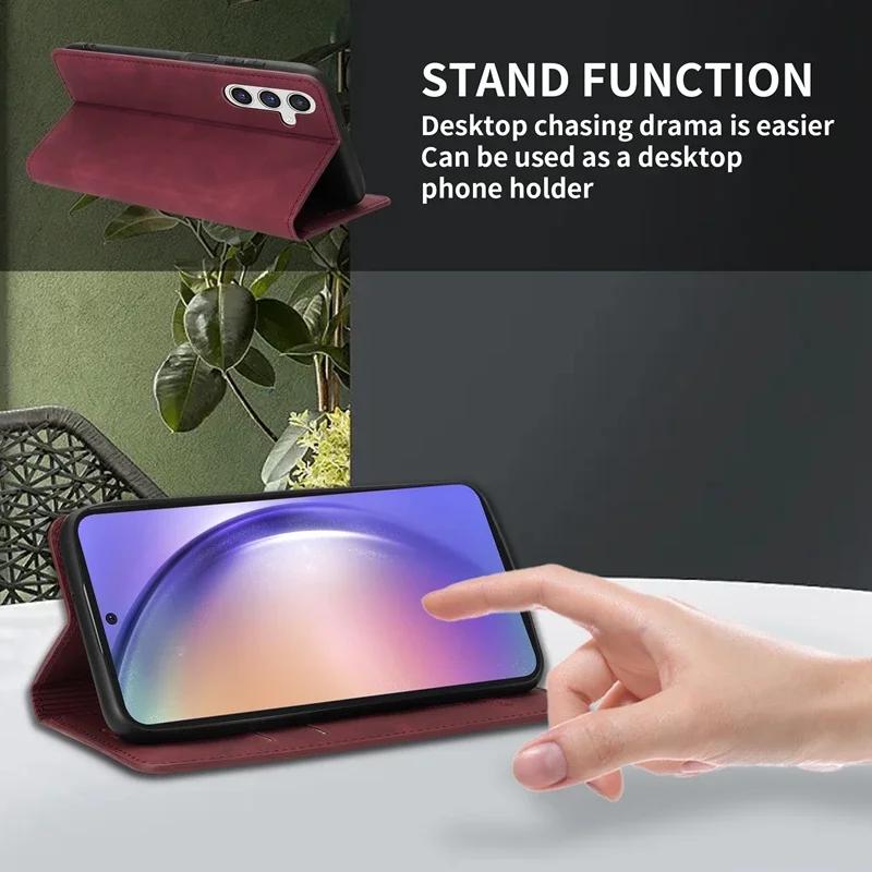 Кошелек Кожаный чехол-книжка, приятный для кожи, для Samsung Galaxy S26 Ultra S25 Edge S24 Plus S23 FE A15 A16 A17 A26 A35 A36 A54 A55 A56