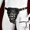 FUNSM Запирающийся набор BDSM-белья из микрофибры и кожи, мужской регулируемый веганский кожаный пенис-гаг с цепочкой из сплава для фетиш-игры