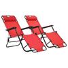Day and Night - Day and Night Folding Loungers with Footrest 2 Units Red Steel