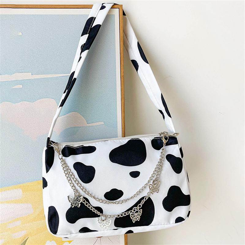 Yogodlns Модная сумка через плечо на молнии, мини-модная сумка под мышками с узором бабочки, маленькая стильная сумка с цепочкой и декором