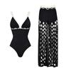 1011 European and American bikini new black niche high-end hollow beach pants split swimsuit set 19110