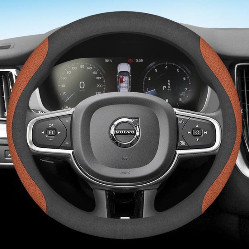 msbn8 Leather Car Steering Wheel Cover for Volvo XC90 B6 T8 V90 S60 2024 2023 2022 12colors Breathable Anti Slip  Auto Accessories