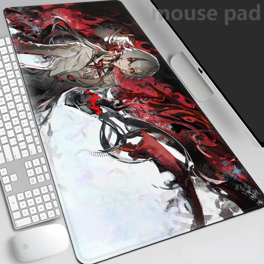 Anime Arlecchino Mouse Pad Large NonSlip Gaming Desk Mat Laptop Keyboard Tray Office Pc Genshin Impact Rubber Black