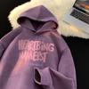 Unisex Heavyweight Fleece Hoodie With Letter Print Soft Suede-like Fabric Oversized Fit Winter Streetwear