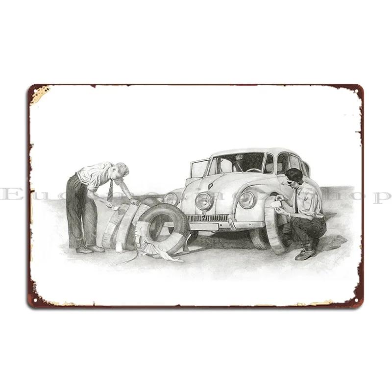 Travel And Adventure With A Historic Car Metal Signs Funny Party Wall Decor Customize Cinema Tin Sign Poster