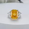 S925 Silver Radiant Cushion 12 Carat Yellow High Carbon Diamond Ring