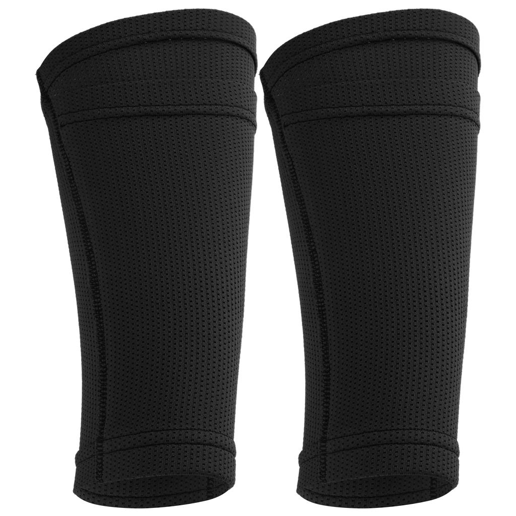 1 Pair Soccer Shin Guard Socks Double Layer Shin Pad Sleeves for Football Training BlackAdult / L