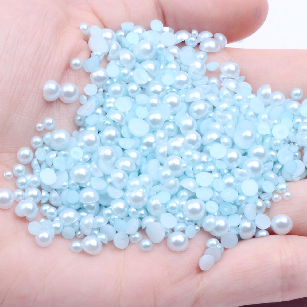 8mm Flat-Bottom Half-Round Imitation Pearls Beads, 100-Pack - DIY Rhinestone Mobile Case Accessories