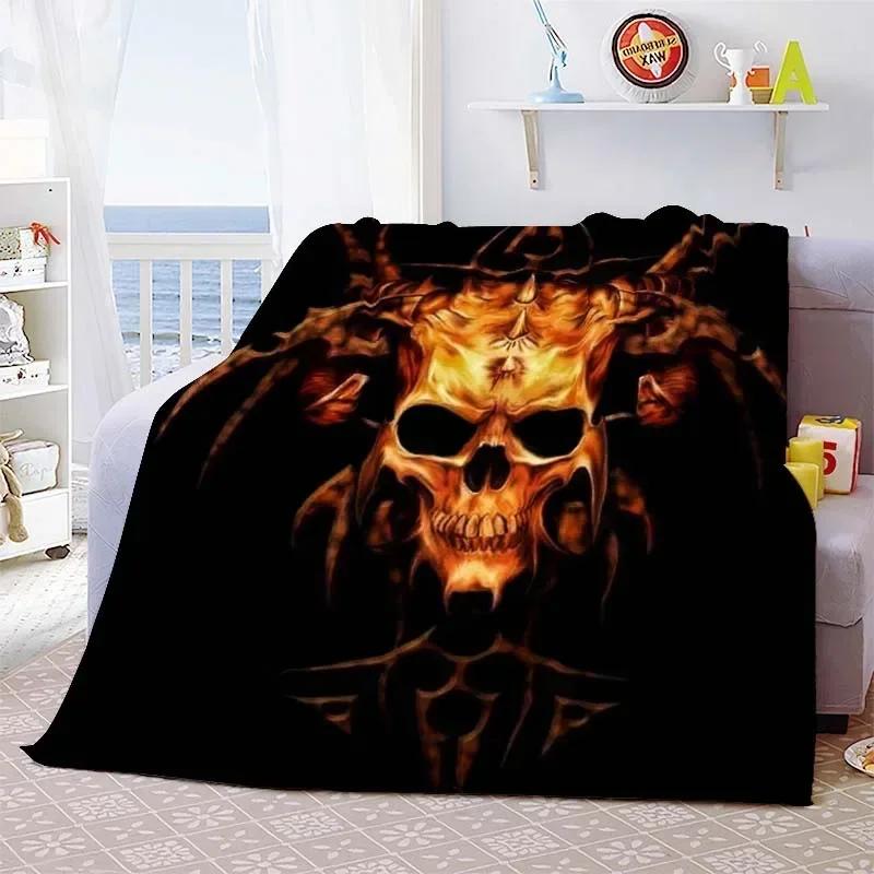 Satan Evil Devil Hell Pattern Flannel Throw Blanket Soft Comfortable Weightlight Bedroom Home Sofa Couch Bed Decor Adults Gifts