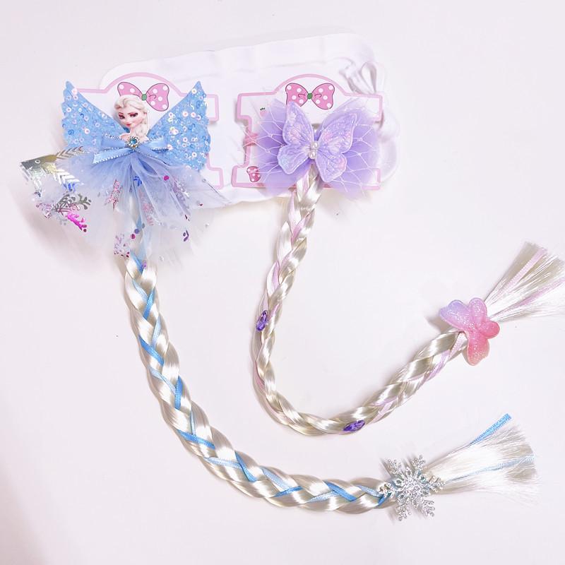 Детский милый парик-хвост с косичкой из сетки, украшенный морской звездой, жемчугом и бантом