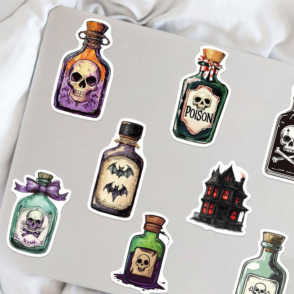 50 Cartoon Halloween Potion Bottle Graffiti Stickers Decorate Guitar Notebook Suitcase DIY