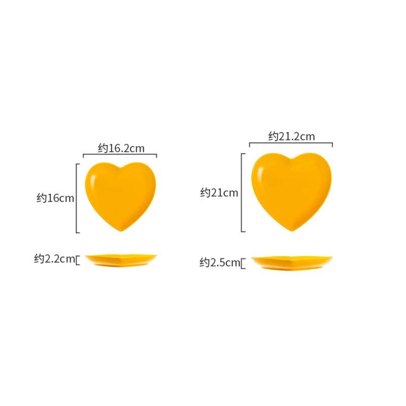 Creative Color Heart 6/8 Inch Ceramic Plate Irregular Ceramic Baking Plate Dinner Salad Dessert Plates Tableware Cooking Dishes