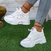 Women's Heart Patten Chunky Sneakers, Fashion Mesh Height Increasing Sports Shoes, Breathable Casual Outdoor Shoes