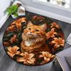 Круглый ковер с рисунком рыжего кота, Ковер для гостиной, спальни, дивана, игровой комнаты, Нескользящий коврик для пола