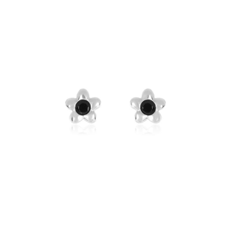 OVLA (SILVER 925) black stone flower tiny earring JE040