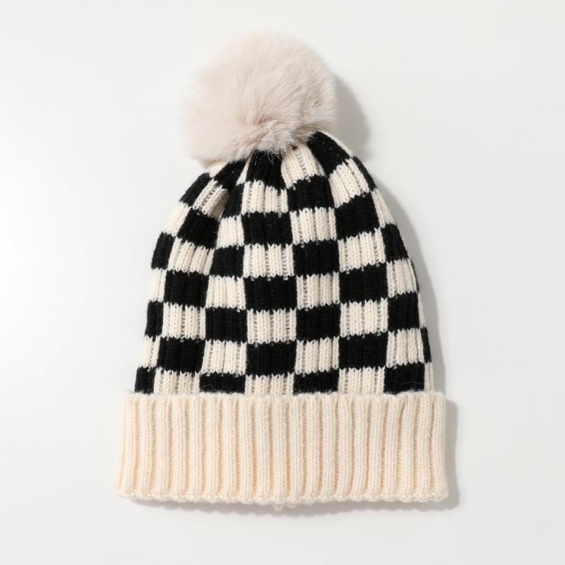 1pc Lattice Winter Warm Beanie Hats for Women Fleece Lined Beanie Knit Chunky Women Snow Cap for Daily Commuting and Casual Wear