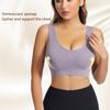 Women's Yoga Fitness Underwear High Elastic Chest Support Gathering Bra Solid U-back Anti-Expose Casual Workout Bralette