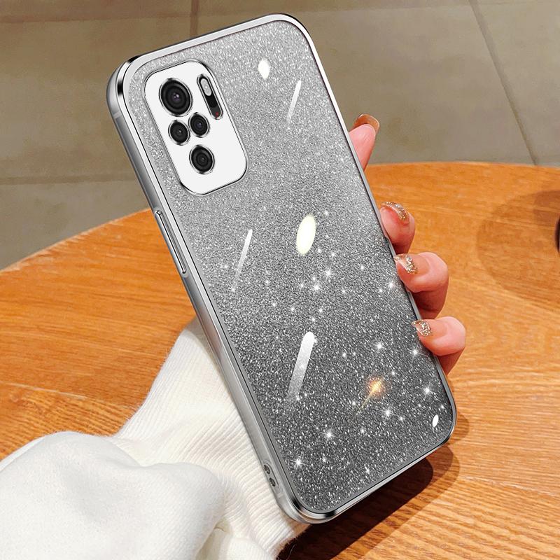 KEYSION Роскошный чехол-бампер с покрытием и блестками для Redmi Note 10 10S 10 Pro 4G, прозрачный мягкий TPU, противоударный чехол для Xiaomi POCO M5S