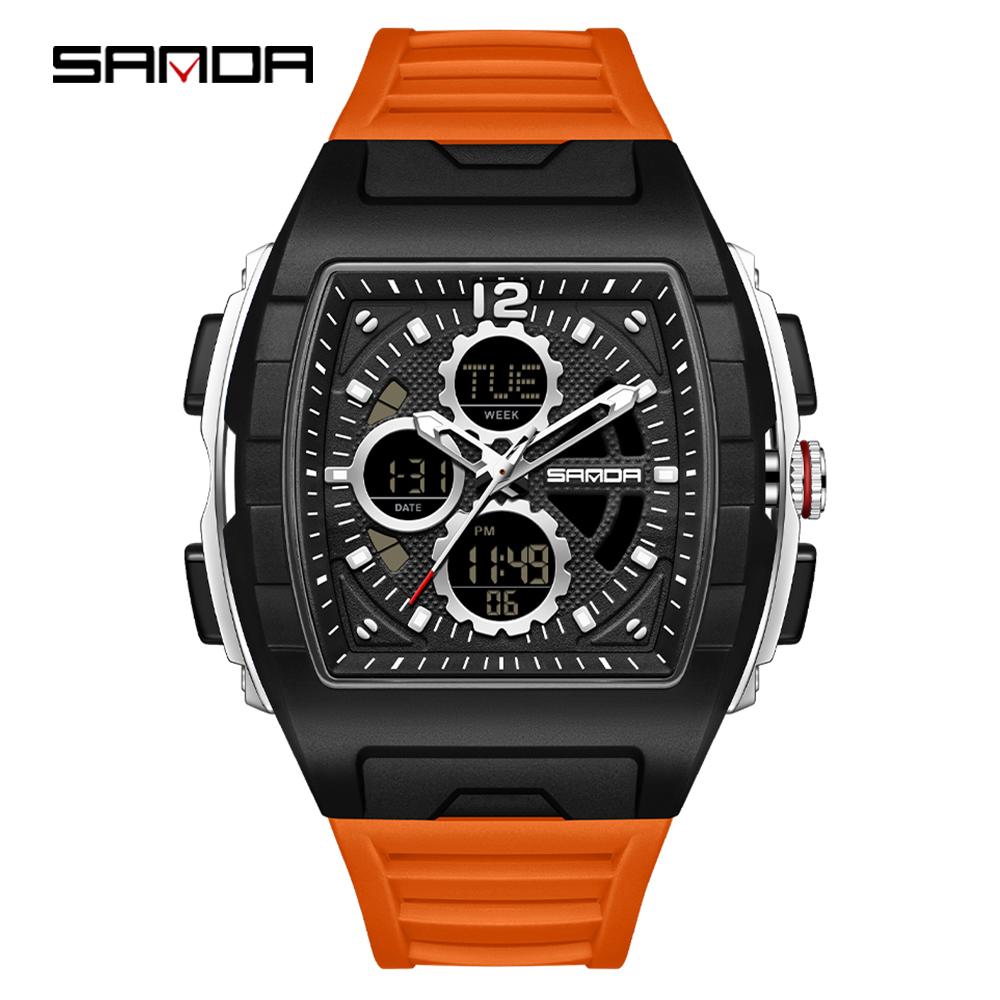SANDA 3391 Digital LED Watch Men Original Sport Quartz Wristwatch Top Brand Luxury Stopwatch Waterproof Male Electronic Clock